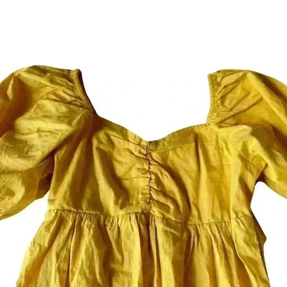 BILLABONG womens S Mini DRESS Yellow BE MINE Short PUFF Sleeve BABYDOLL Cotton - Picture 8 of 14
